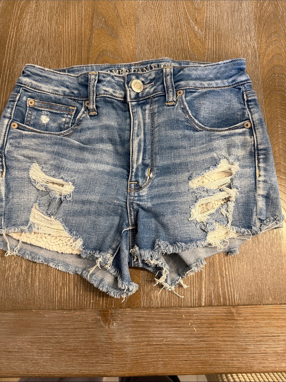 American Eagle Outfitters Light Blue Distressed Denim Cutoff Shorts